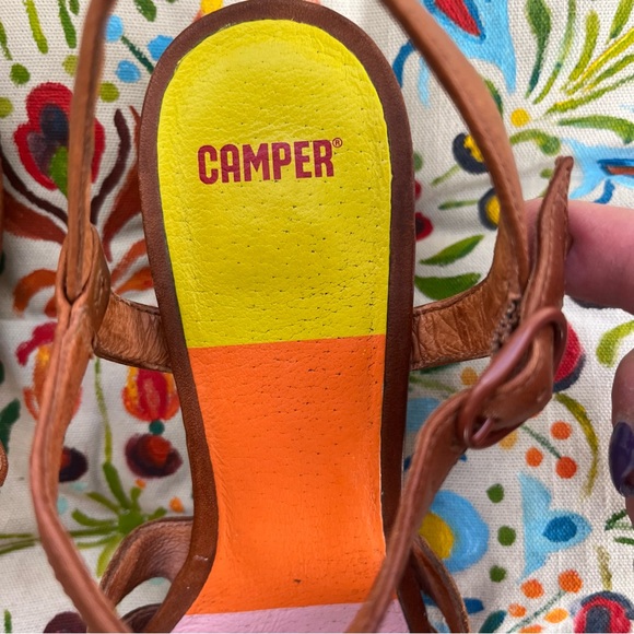 Camper Women's Brown Leather Woven Sandals - Picture 10 of 11